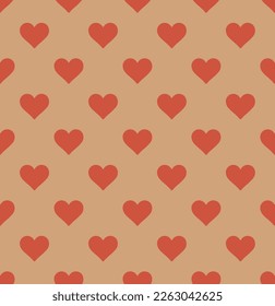 Abstract Monochrome Hearts Minimal Pattern Vector Seamless Design Perfect for Allover Fabric Print or Wrapping Paper Trendy Fashion Colors Simple Look Brown Coral Tones