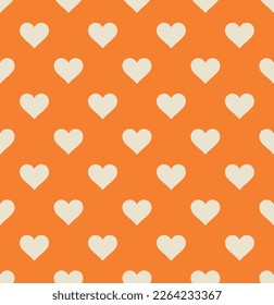 Abstrakte, einfarbige Herzen minimale Muster Vektor-Nahtlose Design Perfekt für Allover Stoffdruck oder Wrapping Paper Trendy Fashion Farben einfache Look Orange Hintergrund