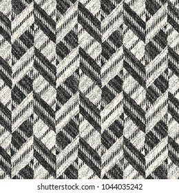 Abstract Monochrome Herringbone Motif Complexity Textured Background. Seamless Pattern.