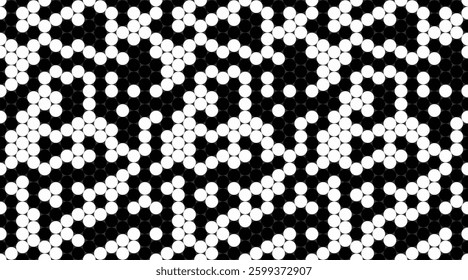 Abstract monochrome hexagon pattern.  Stylish geometric design with repeating circles, ideal for backgrounds, website banners, or textile prints.