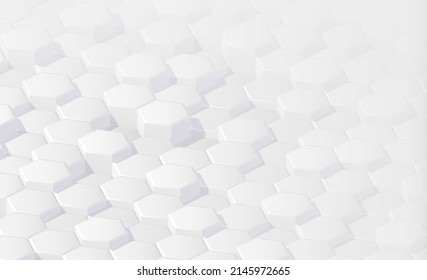 Resumen de fondo de hexágonos monocromáticos. 3 d estudio mínimo de hexágono gris blanco.