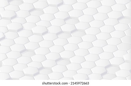 Abstract monochrome hexagons flat background. Isometric white gray hexagon pattern.
