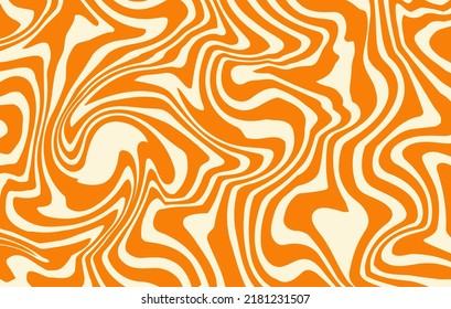 Abstract monochrome horizontal background with colorful distorted waves. Trendy vector illustration in style retro 60s, 70s. Orange and beige colors - Shutterstock ID 2181231507
