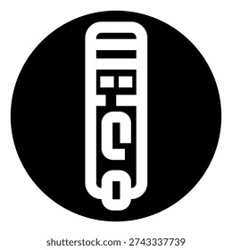 Abstract monochrome icon featuring a stylized bottle or tube with the letters h and c subtly integrated into its minimalist design, representing concepts like healthcare, cosmetics, or personal care