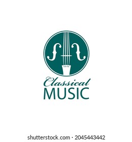 abstract monochrome icon of violin isolated on white background
