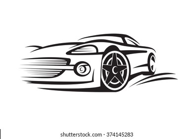 abstract monochrome illustration of a car