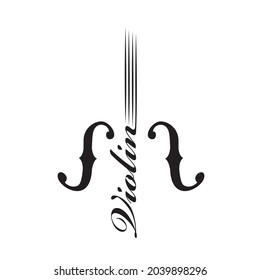 abstract monochrome illustration of violin isolated on white background