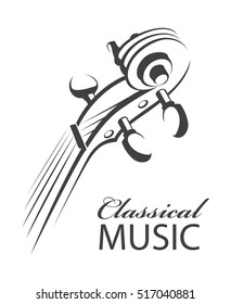 abstract monochrome illustration of violin with text