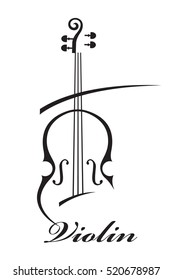 abstract monochrome illustration of violin with text
