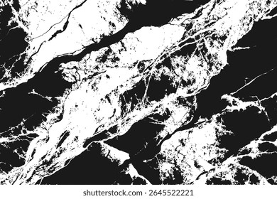  Imagem monocromática abstrata mostrando um padrão de alto contraste de formas e linhas em preto e branco grunge.