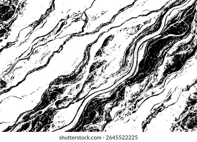  Imagem monocromática abstrata mostrando um padrão de alto contraste de formas e linhas em preto e branco grunge.