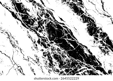  Imagem monocromática abstrata mostrando um padrão de alto contraste de formas e linhas em preto e branco grunge.