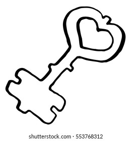 Abstract monochrome key doodle ink line art vector