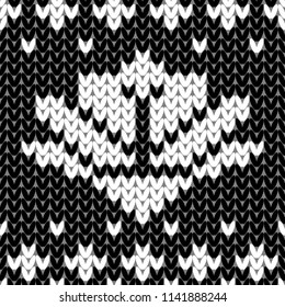 Abstract monochrome knitted seamless pattern. Knit texture sheme swatch for new year card, christmas invitation, holiday wrapping paper, winter vacation travel and ski resort advertising etc.