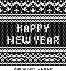 Abstract monochrome knitted seamless pattern. Knit texture sheme swatch for new year card, christmas invitation, holiday wrapping paper, winter vacation travel and ski resort advertising etc.