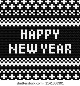 Abstract monochrome knitted seamless pattern. Knit texture sheme swatch for new year card, christmas invitation, holiday wrapping paper, winter vacation travel and ski resort advertising etc.