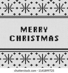 Abstract monochrome knitted seamless pattern. Knit texture sheme swatch for new year card, christmas invitation, holiday wrapping paper, winter vacation travel and ski resort advertising etc.