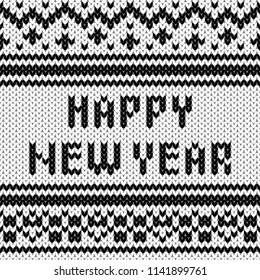 Abstract monochrome knitted seamless pattern. Knit texture sheme swatch for new year card, christmas invitation, holiday wrapping paper, winter vacation travel and ski resort advertising etc.