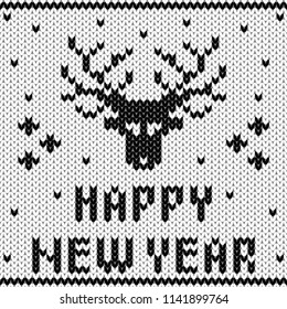 Abstract monochrome knitted seamless pattern. Knit texture sheme swatch for new year card, christmas invitation, holiday wrapping paper, winter vacation travel and ski resort advertising etc.
