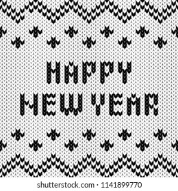 Abstract monochrome knitted seamless pattern. Knit texture sheme swatch for new year card, christmas invitation, holiday wrapping paper, winter vacation travel and ski resort advertising etc.
