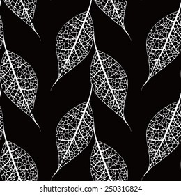Abstract monochrome leaves. Seamless vector pattern.