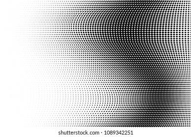 Abstract monochrome light halftone pattern. Soft curves. Vector illustration with dots. Modern dotted background.Template for web sites