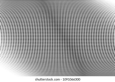 Abstract monochrome light halftone pattern. Soft curves. Vector illustration with dots. Modern dotted background