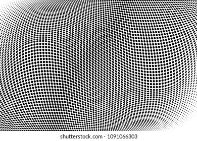 Abstract monochrome light halftone pattern. Soft curves. Vector illustration with dots. Modern dotted background