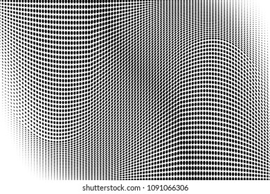 Abstract monochrome light halftone pattern. Soft curves. Vector illustration with dots. Modern dotted background