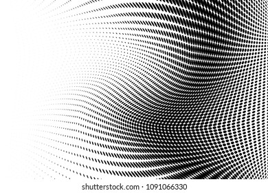 Abstract monochrome light halftone pattern. Soft curves. Vector illustration with dots. Modern dotted background