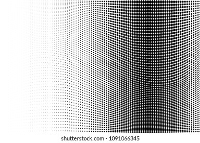 Abstract monochrome light halftone pattern. Soft curves. Vector illustration with dots. Modern dotted background