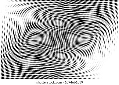 Abstract monochrome light halftone pattern. Soft curves. Vector illustration with dots. Modern dotted background