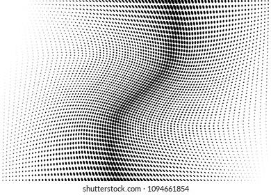 Abstract monochrome light halftone pattern. Soft curves. Vector illustration with dots. Modern dotted background