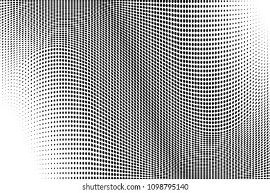 Abstract monochrome light halftone pattern. Soft curves. Vector illustration with dots. Modern dotted background