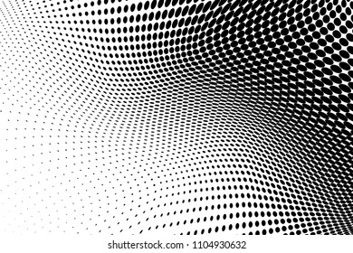 Abstract monochrome light halftone pattern. Soft curves. Vector illustration with dots. Modern polka dots background. Template for design