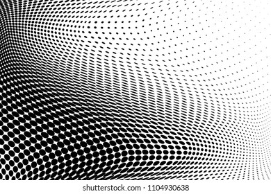 Abstract monochrome light halftone pattern. Soft curves. Vector illustration with dots. Modern polka dots background. Template for design