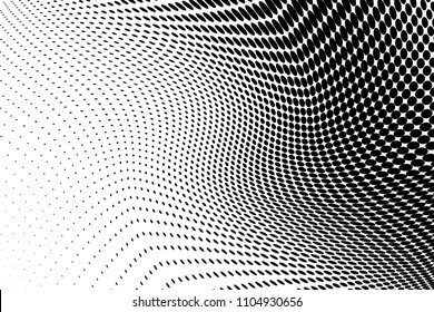 Abstract monochrome light halftone pattern. Soft curves. Vector illustration with dots. Modern polka dots background. Template for design