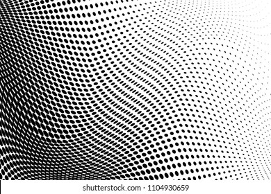 Abstract monochrome light halftone pattern. Soft curves. Vector illustration with dots. Modern polka dots background. Template for design