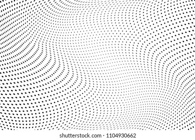 Abstract monochrome light halftone pattern. Soft curves. Vector illustration with dots. Modern polka dots background. Template for design