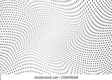 Abstract monochrome light halftone pattern. Soft curves. Vector illustration with dots. Modern polka dots background. Template for design
