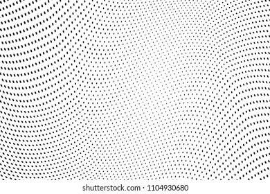 Abstract monochrome light halftone pattern. Soft curves. Vector illustration with dots. Modern polka dots background. Template for design