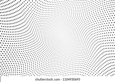 Abstract monochrome light halftone pattern. Soft curves. Vector illustration with dots. Modern polka dots background. Template for design