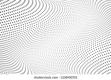 Abstract monochrome light halftone pattern. Soft curves. Vector illustration with dots. Modern polka dots background. Template for design