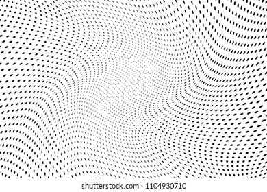 Abstract monochrome light halftone pattern. Soft curves. Vector illustration with dots. Modern polka dots background. Template for design
