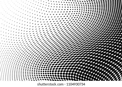 Abstract monochrome light halftone pattern. Soft curves. Vector illustration with dots. Modern polka dots background. Template for design