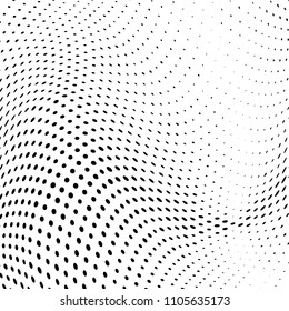 Abstract monochrome light halftone pattern. Soft curves. Vector illustration with dots. Modern polka dot background