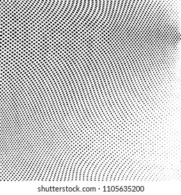 Abstract monochrome light halftone pattern. Soft curves. Vector illustration with dots. Modern polka dot background
