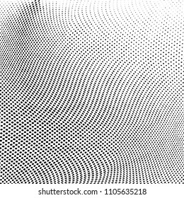 Abstract monochrome light halftone pattern. Soft curves. Vector illustration with dots. Modern polka dot background