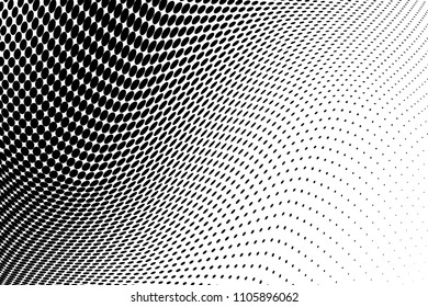 Abstract monochrome light halftone pattern. Soft curves. Vector illustration with dots. Modern polka dots background. Template for design