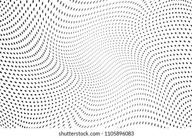 Abstract monochrome light halftone pattern. Soft curves. Vector illustration with dots. Modern polka dots background. Template for design